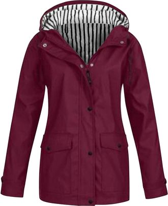 Generic Hiking Waterproof Jacket Womens Waterproof Jackets for Women Uk Womens Winter Coats Zipper Long Sleeve Raincoat Casual Rain Jacket Ladies Lightweight 