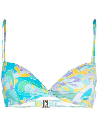 Pucci twist-front bikini top - women - Polyamide - 44 - 065-TURCHESE/GLICINE
