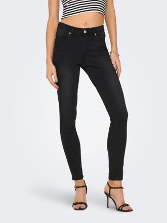 Only Skinny-fit-Jeans ONLY ONLWAUW MID SK BJ1097, Damen, Gr. XL (42), L&auml;nge 30, schwarz (washed schwarz), Denim/Jeans, Obermaterial: 56% Baumwolle, 39% Pol