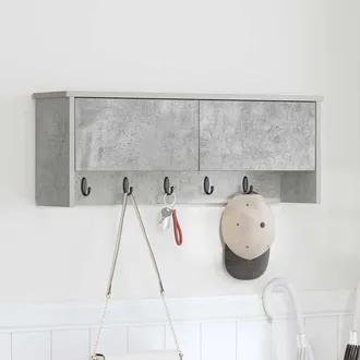 vidaXL Appendiabiti A Muro Con Porta Grigio Cemento 80 X 20 X 30 Cm - Vidaxl