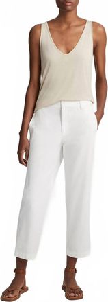 Vince Low-Rise Washed Cotton Crop Pants In Off White