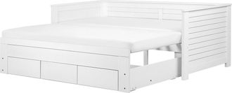 Beliani Cama Extensible De Madera Blanca 90/180 X 200 Cm Con Estructura Cama Adicional Extra&iacute;ble Con 3 Cajones Estilo Escandinavo Cahors