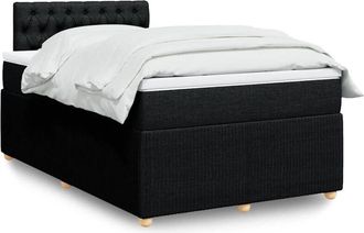 vidaXL Cama Box Spring Con Colch&oacute;n Tela Negro 120x190 Cm Vidaxl