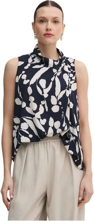Joseph Ribkoff Blouse met abstract patroon en halternek - Dames - Tops zonder mouwen - Blauw - XS - Tops