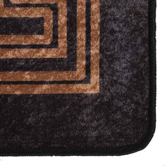 Berkfield Home Rug Washable 190x300 cm Black & Gold Anti Slip | Size: 100 cm diameter