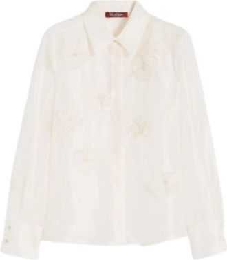 Max Mara Silk Organza Shirt - Dames - Overhemden - Wit - L - Organza - Overhemden