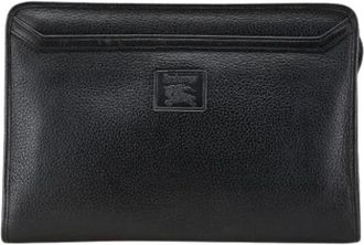 Burberry Pre-owned Clutches, female, Black, Size: ONE SIZE Pre-owned Leather Clutch