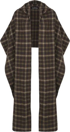 Cortana Salon- capuchon jacquard bruine sjaal - Dames - Ponchos - Bruin - ONE Size - Wol - Jassen