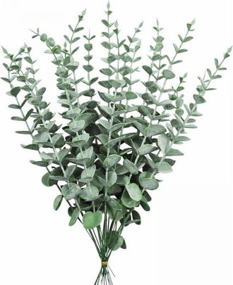 OEM Branches Eucalyptus Artificielles - 38 Cm - Fili&egrave;re M&eacute;tallique Int&eacute;gr&eacute;e - R&eacute;sistantes &Agrave; L Eau - Pour D&eacute;coration Int&eacute;rieure - 20 Pi&egrave;ces