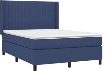 vidaXL Cama Box Spring Con Colch&oacute;n Tela Azul 140x200 Cm Vidaxl
