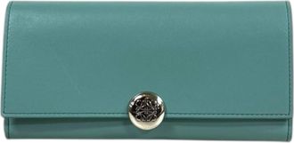 Loewe Blue Green Leather Long Wallet (Tri-Fold) (Pre-Owned)