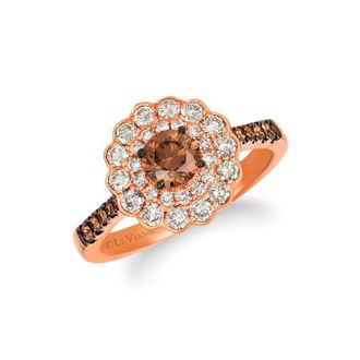 Le Vian Ladies Chocolate Solitaire Rings set in 14K Strawberry Gold