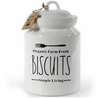 Trade Shop Trade Shop - Biscottiera Barattolo Per Biscotti Muffin Dolci In Ceramica Bianca Con Scritte