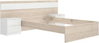 Dmora Dmora - Cama Doble Haima, Sommier Para Dormitorio, Estructura De Cama Por Habitaci&oacute;n, Estructura Del Sostenedor Del Colch&oacute;n, 267x205 H96 Cm, Roble Y B