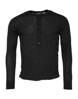 Dolce & Gabbana Mens Cashmere-Silk Knit Cardigan Black
