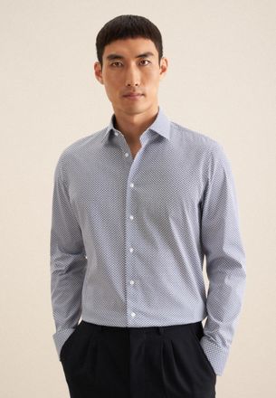 Seidensticker Businesshemd SEIDENSTICKER Slim, Herren, Gr. XL (43), normale &Auml;rmell&auml;ngen, blau, 65% Baumwolle, 31% Polyethylen, 4% Elasthan, bedruckt, slim fit, 2-Kn