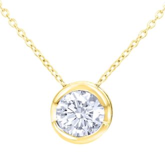 Jewelco London 9ct Gold Round 1/3ct Diamond Solitaire Pendant Necklace 18 inch - PP0AXL1507Y