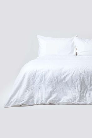 Homescapes Luxury Soft Plain European Linen Duvet Cover Set in White | Size: EU Double