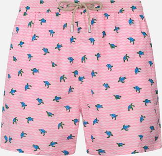 MC2 Saint Barth Comfort Light Classic Stretch Swim Shorts With Sea Turtles Print