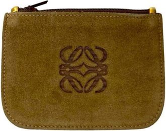 Loewe Beige Brown Suede Coin Purse/Coin Case (Pre-Owned)