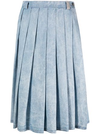 Fabiana Filippi distressed pleated denim skirt - Blue