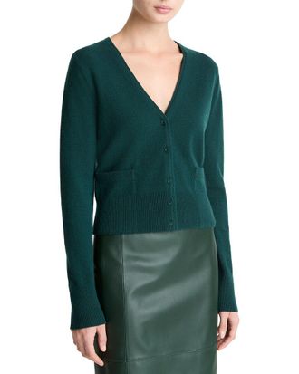 Vince Satin Button Wool & Cashmere-Blend Cardigan
