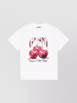 Ganni printed cotton short-sleeve t-shirt