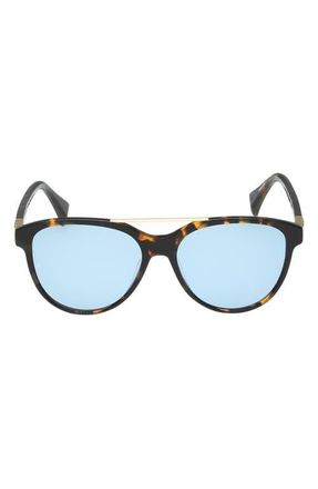 Rag & Bone 54mm Pilot Sunglasses in Milky Classic Tort /Blue at Nordstrom