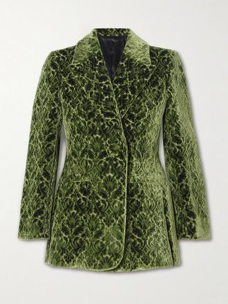 Burberry Blazer In Velluto Jacquard - Verde