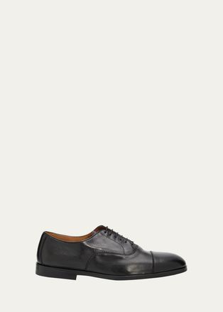 Doucal's Mens Stresa Grained Leather Oxford Dress Shoes