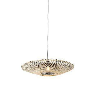 QAZQA Oriental L&aacute;mpara Colgante Oriental De Bamb&uacute; 50 Cm - Rina Bamb&uacute; /acero Redonda Adecuado Para Led Max. 1 X 60 Watt - Qazqa