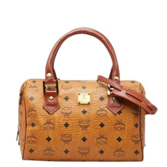 MCM Pre-owned Handbags, female, Brown, Size: ONE SIZE Pre-owned Visetos Boston Bag