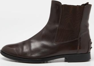 Tod's Tods Brown Leather Slip On Ankle Boots
