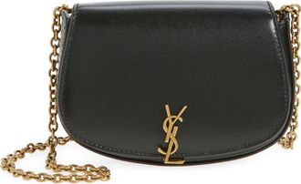 Saint Laurent Mini Cassandre Chain Crossbody Bag in Noir at Nordstrom
