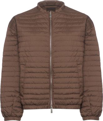 Moorer Brown Quilted Jacket With Matte Finish Silhouette