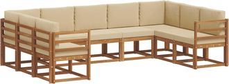 vidaXL Conjunto De Sof&aacute;s De Exterior 9 Uds. Natural Y Beige Vidaxl