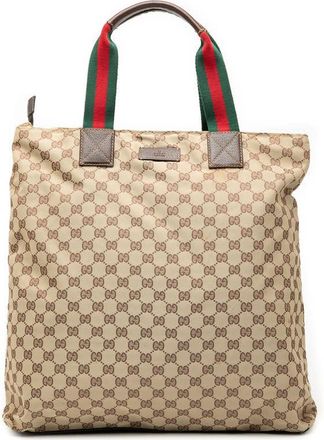 Gucci Pre-owned Gucci GG Canvas Web Vertical Tote Unisex 131233 2684