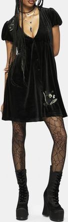 Disturbia Bluesow Thistles Velour Mini Dress in Black at Nordstrom, Size 10