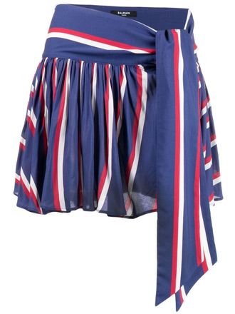 Balmain Gestreepte mini-rok - Blauw