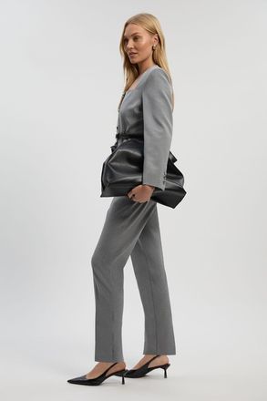 Karen Millen Womens Tailored Marl Slim Leg Trouser - Grey - Size 14 UK