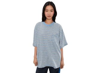 Free People All Love Stripe Pocket T-Shirts Womens Clothing Blissful Blue Combo : LG (Womens 12-14), Cotton