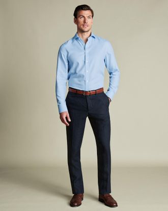 CHARLES TYRWHITT Pure Linen Trousers - Dark Navy Size 32/32 by Charles Tyrwhitt
