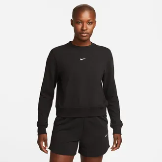Nike Womens Dri-FIT One Crew-Neck French Terry Sweatshirt in Black | FB5125-010