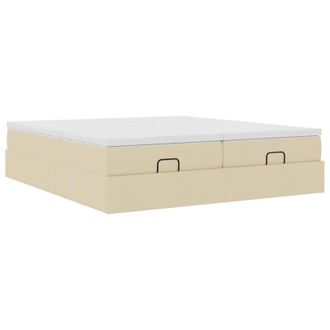 vidaXL Estructura De Cama Otomana Con Colchones Tela Crema 200x200cm Vidaxl