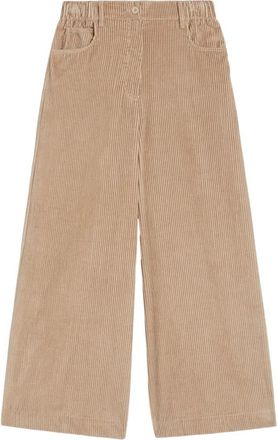 Max Mara Fluwelen katoenen wijde pijpen broek - Dames - Wijde Broeken - Beige - S - Katoen - Broeken