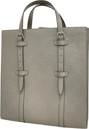 Gucci Gray Leather Tote Bag (Pre-Owned)