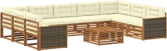 vidaXL Conjunto De Sof&aacute;s De Exterior 10 Uds. Natural Y Crema Vidaxl