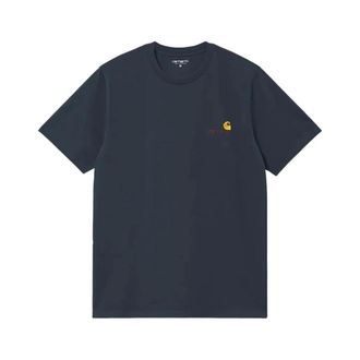 Carhartt Work in Progress Carhartt Wip, T-Shirts, male, Blue, Size: 2XL American Script T-shirt