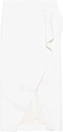 Khaite Jaia ruffled split midi skirt - Neutrals