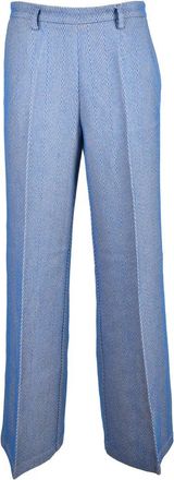 Forte_Forte Two-Tone Beige and Sky Blue Tailored Trousers